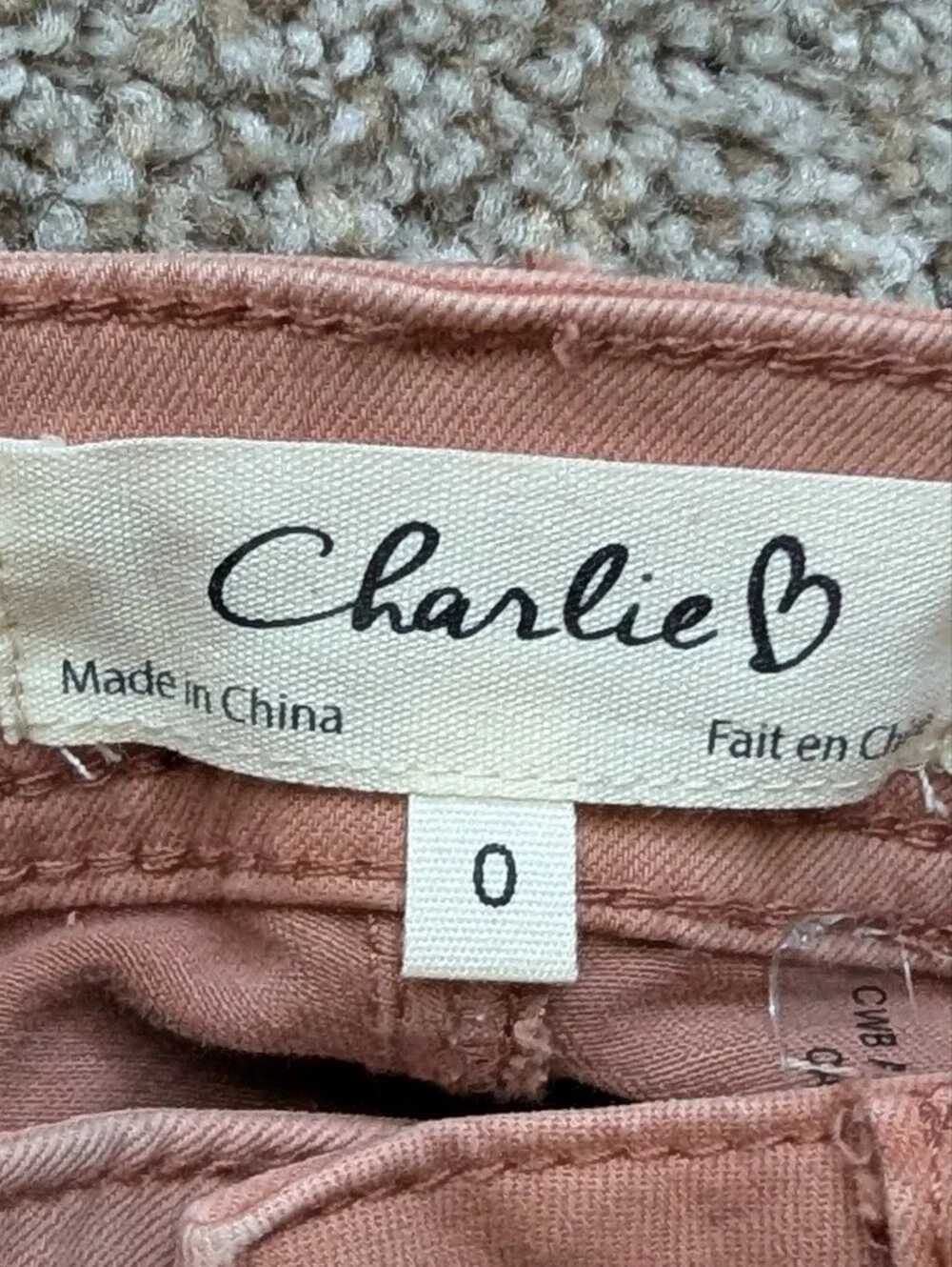 Charlie B Womens Nougate Red Brown Mid Rise She Frayed Edges Denim Jeans NWT 0